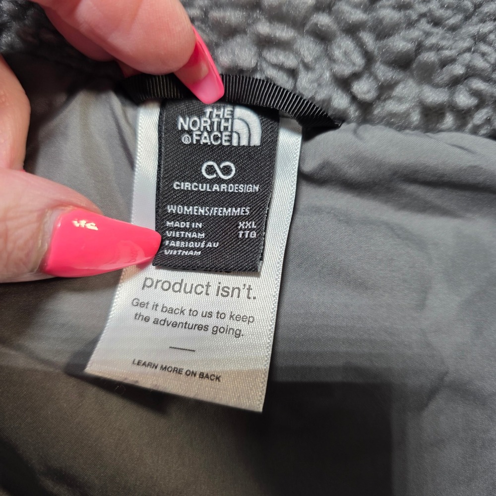 The North Face Womens XXL Charcoal Gray Circular Quilted Puffer Vest Sherpa - Picture 6 of 10
